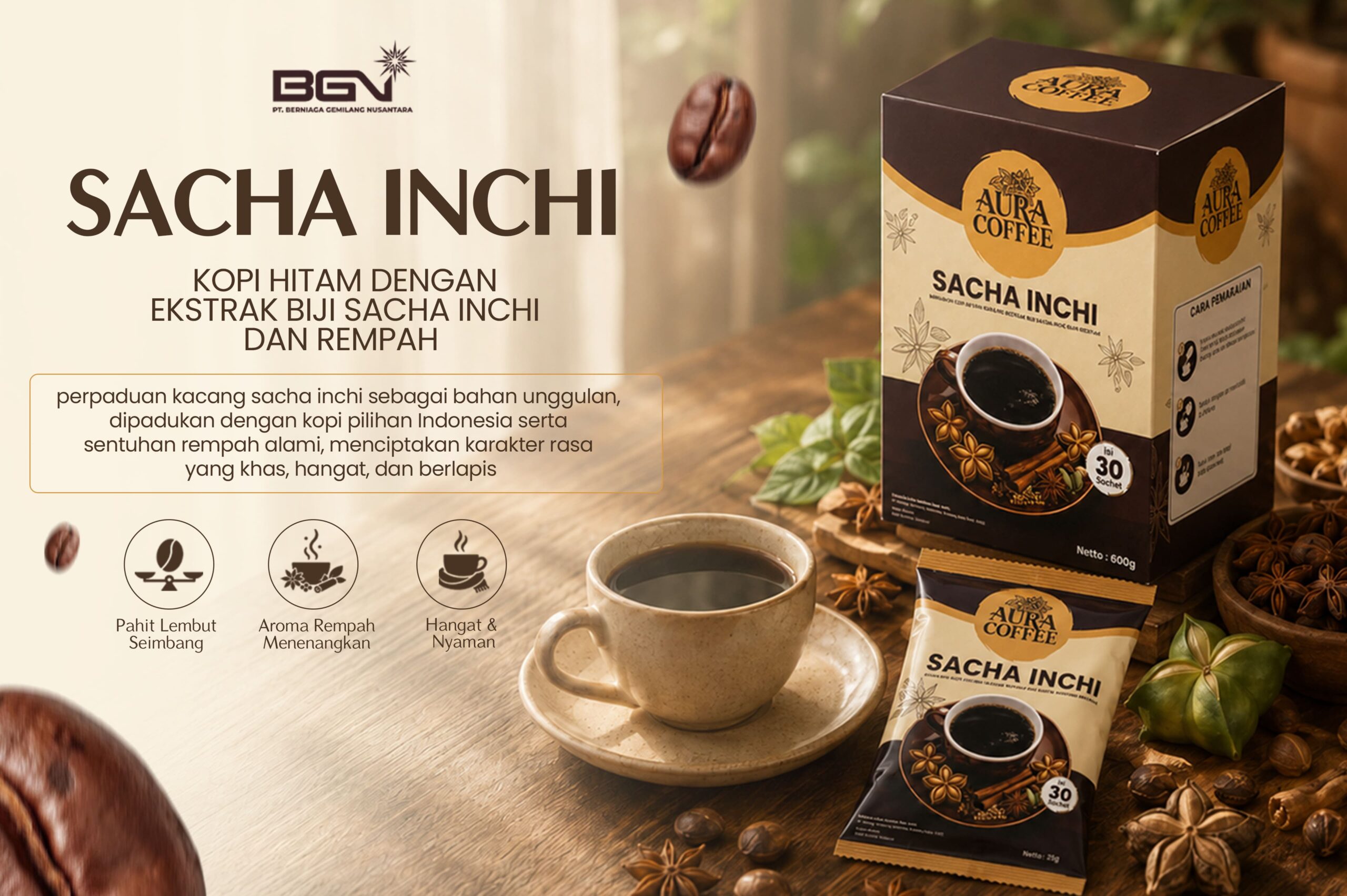 Aura Coffee Sacha Inchi: Gebrakan Baru Kopi Premium dengan Rasa Rempah Khas Nusantara